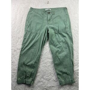 Code Bleu Pants Womens 6 Green Cropped Cargo Utility Stretch Casual Pockets